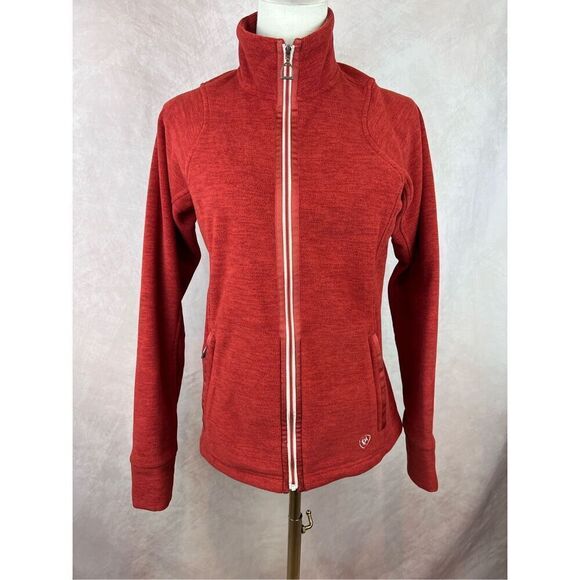 ARIAT Women’s Size Small Red Rust Full Zip Fleece Jacket Long Sleeve - Picture 1 of 8